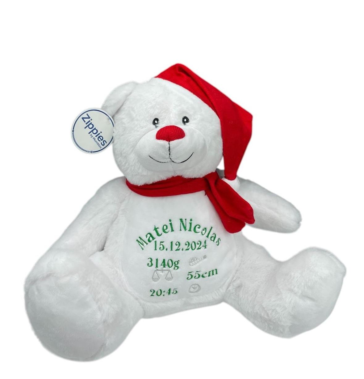 Personalisiertes Kuscheltier Teddybär mit Bestickung der Geburtsdaten oder Namen